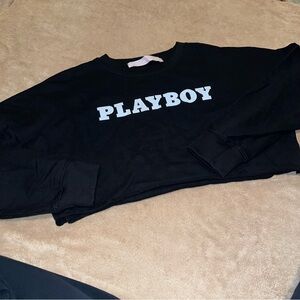 MISSGUIDED x Playboy Black Crop Sweatshirt